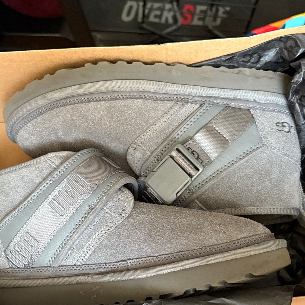 Ugg neumel Men's Gray Boots with Strap Detail